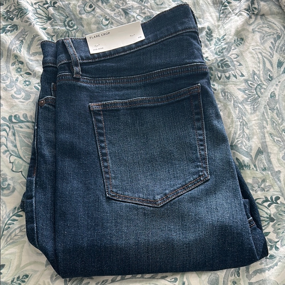 LOFT Flare Crop Jeans in Dark Blue